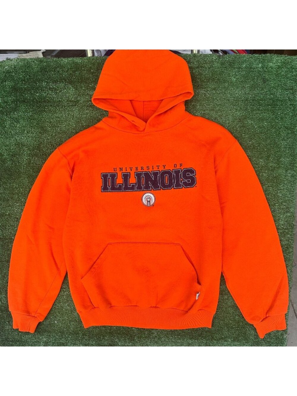 Vintage Y2K Russell University Illinois Illini Hoodie Orange M Collegiate NCAA